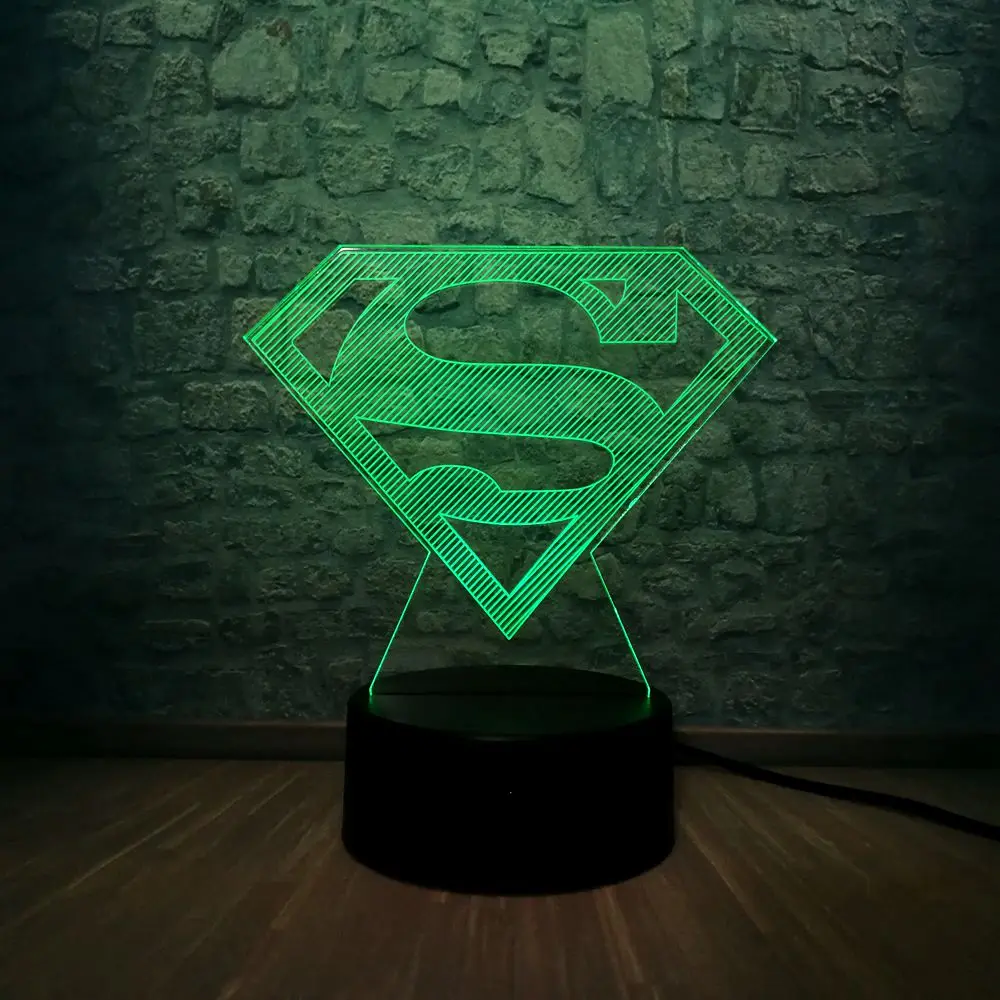 2019 3d Led Lamp Dc Superman Logo Symbol 7 Color Change