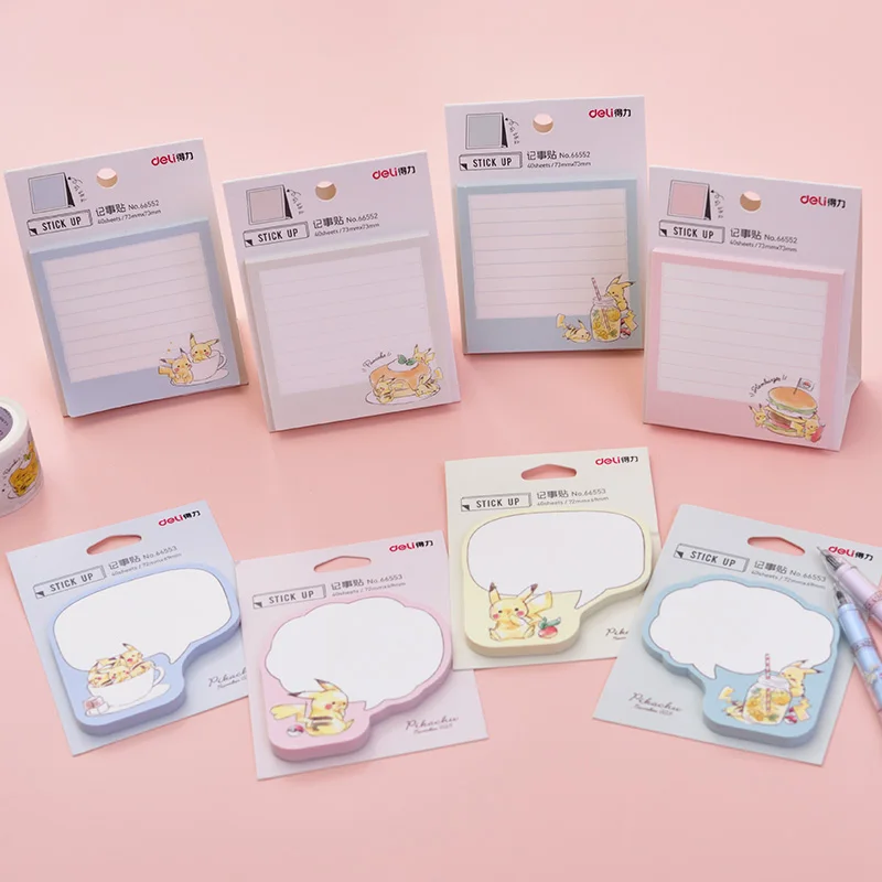 

1 Pack x 40 Sheet Cartoon Animals Self Sticky Note With Horizontal Line Memo Pad Can stand Students School Supplies Deli 66552