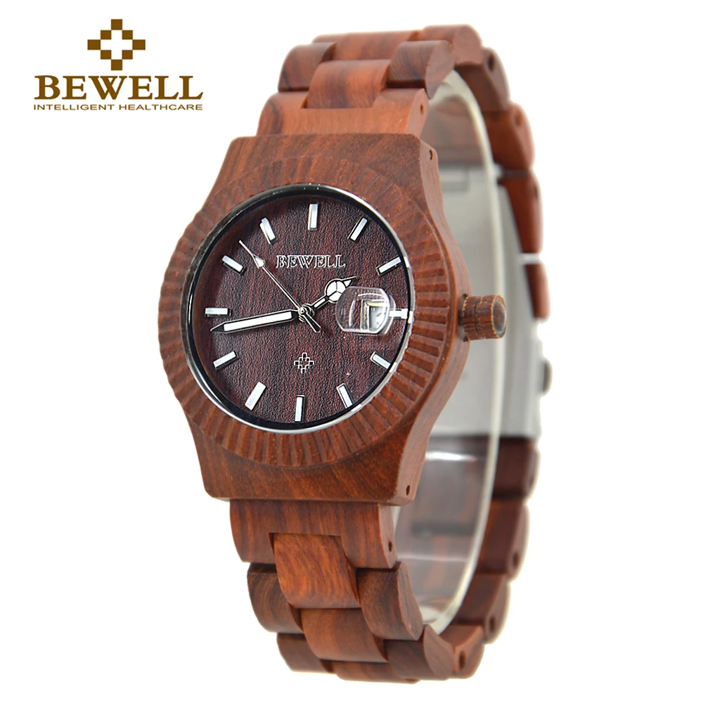 

BEWELL Ladies Watch Natural Wood Handmade Watch Classic Top Brand Design Handmade Watch Calendar Quartz Lady Fashion Casual 064A