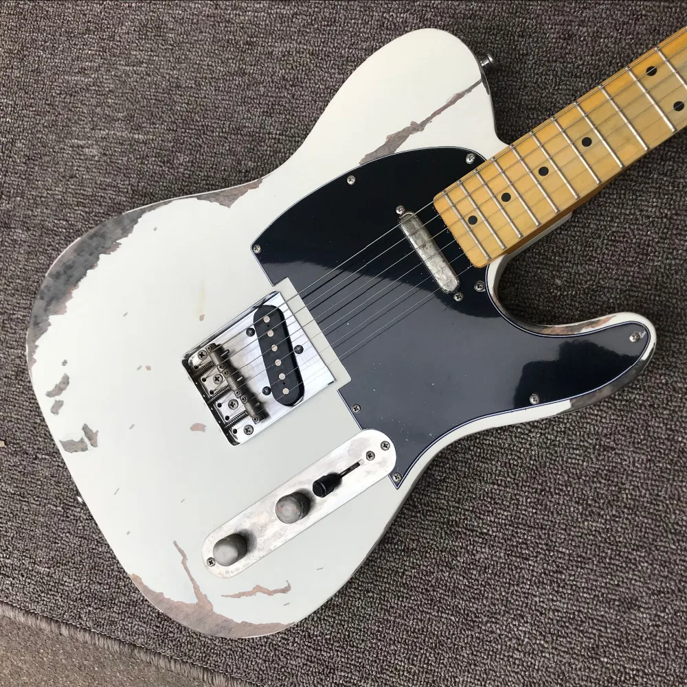 

Heavy Aged TL electric guitar white tele, custom guitarra 224-4