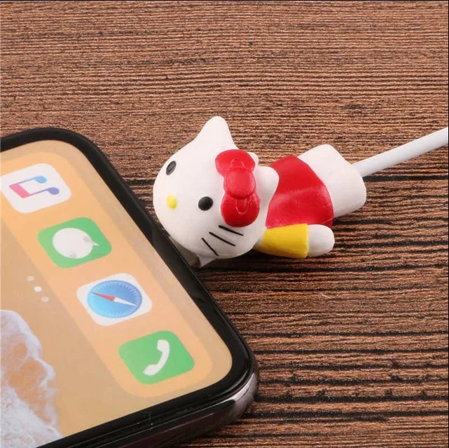 Кукла животного из мультфильма, кабель для защиты от укуса, органайзер для намотки, держатель для провода для iPhone 5 6s 7 8 plus x Кабель - Цвет: Red KT