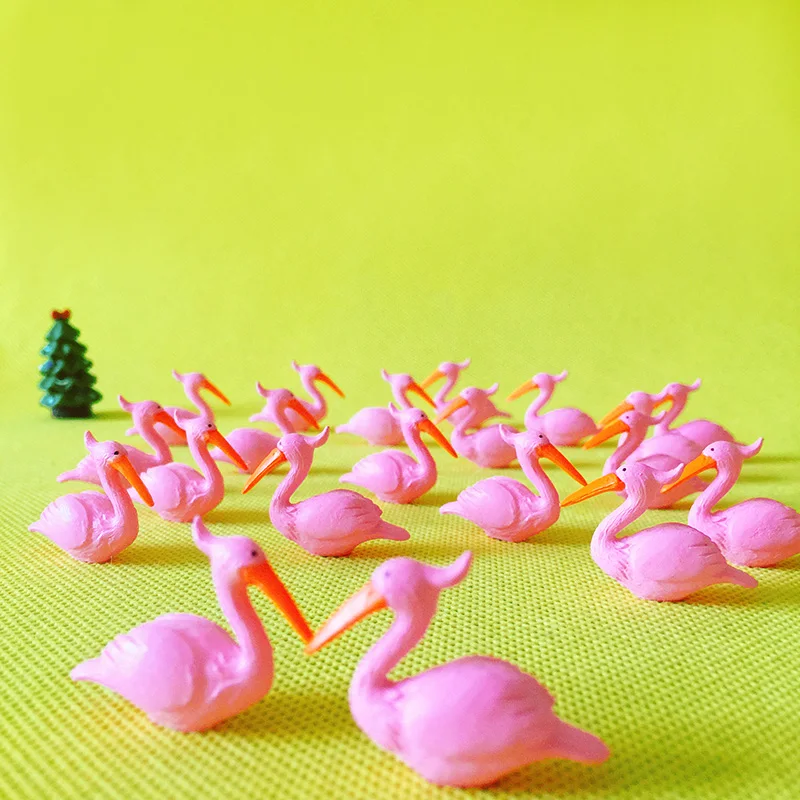 10 Pcs/Flamingo/doll house//miniatures animals birds/lovely cute/fairy garden gnome/moss terrarium decor/crafts/bonsai/figurine