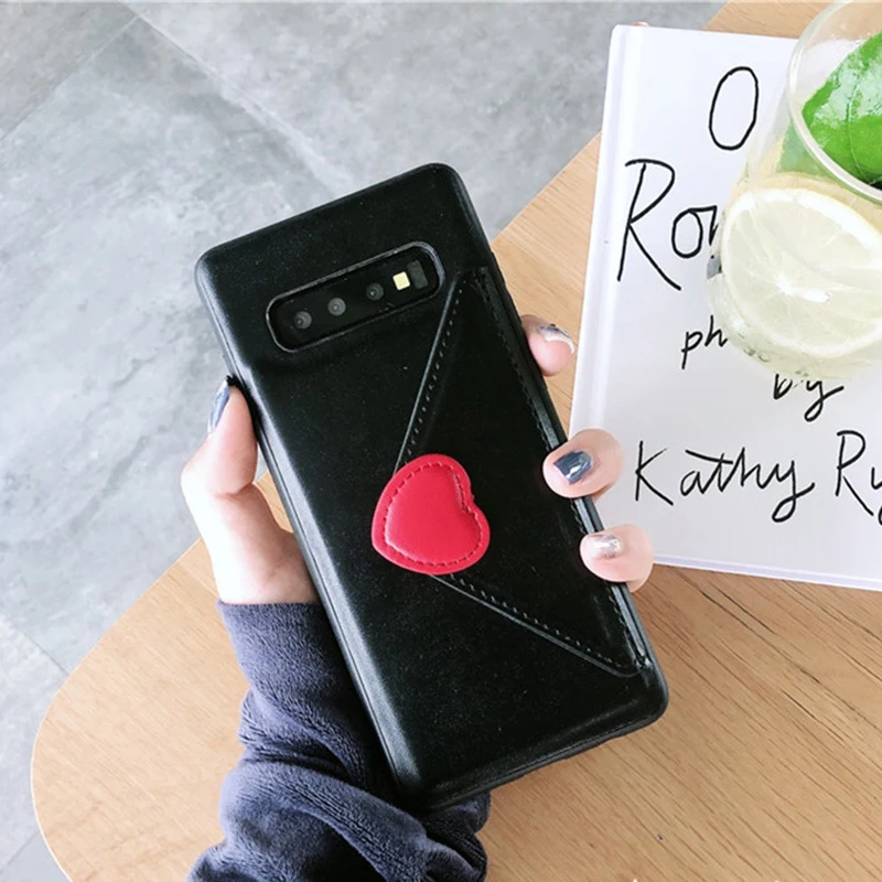 Модный кожаный чехол для телефона samsung Galaxy S10Plus S10, чехлы, сексуальное красное сердце любовь, кошелек, держатель для карт, чехол для samsung Note 9