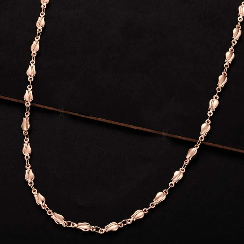 

1pcs 4mm 61cm Long Necklace Womens Rose Gold Color Filled Chain Rose Jewelry 50CM E368
