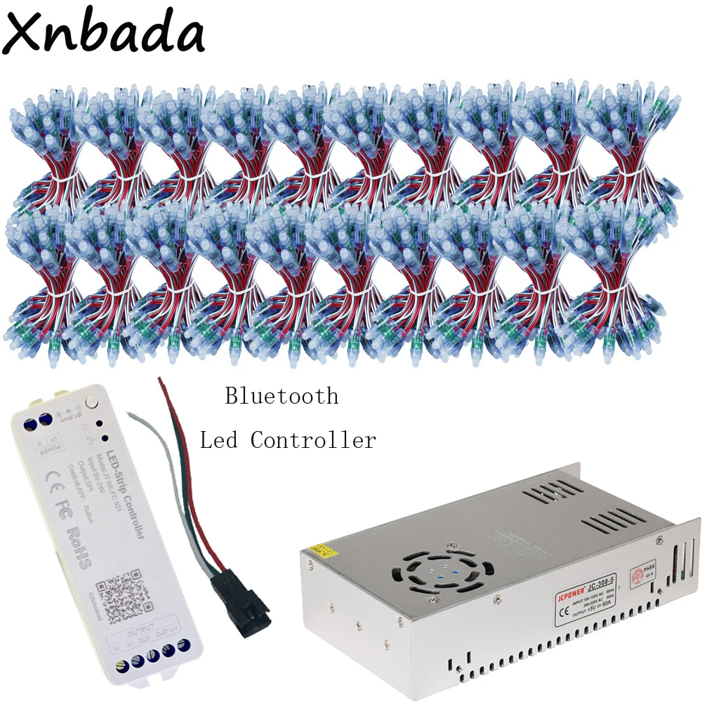 

1000PCS 12MM WS2811 Full-Color Led Pixel Module IP68+Bluetooth WS2811 WS2812 SK6812 Led Controller+5V 60A Led Power Adapter