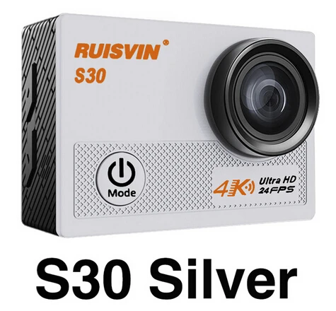 RUISVIN S30 Wi-Fi 4 K 24fps Novatek 96660 2," ЖК-дисплей экшн Камера возможностью погружения на глубину до 30 м для дайвинга Водонепроницаемый Pro Камера со сверхвысоким разрешением Ultra HD Спортивная камера - Цвет: Серебристый