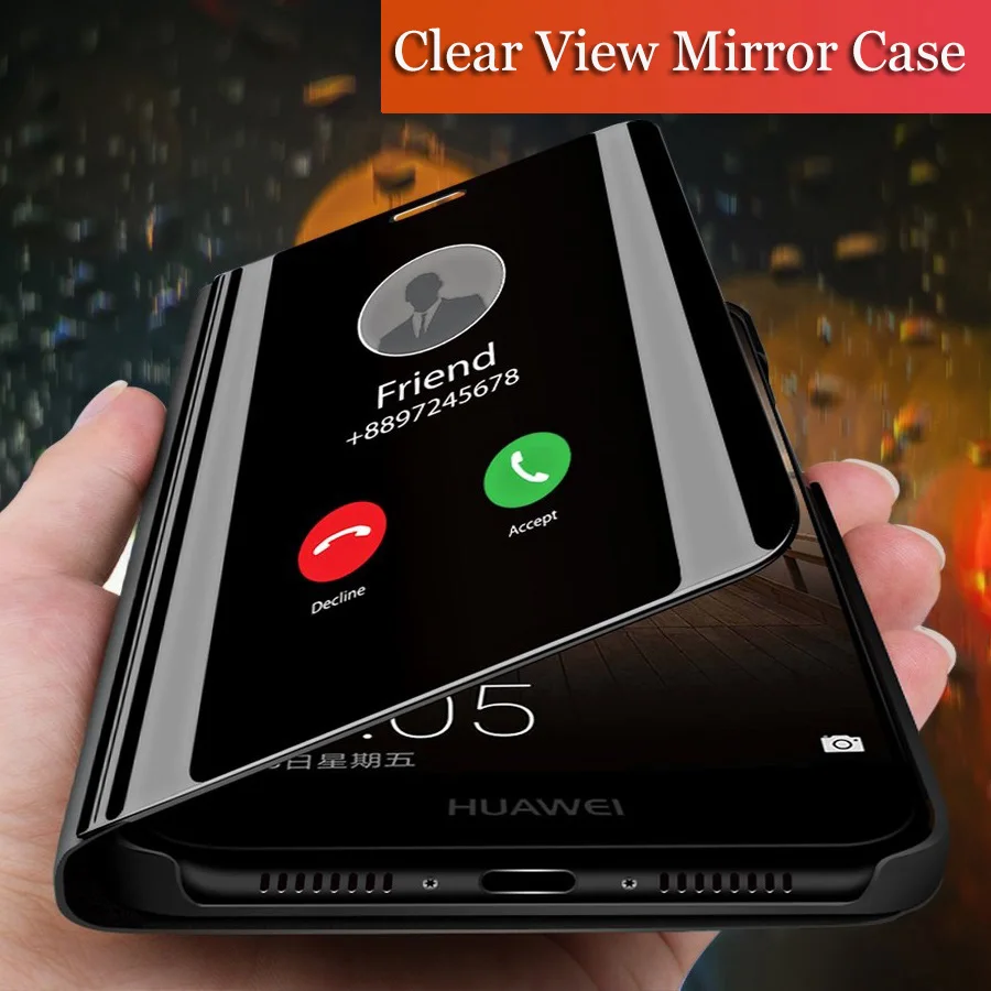 P Smart 2019 Mirror Case Huawei P20 P30 Pro lite Mate 20 X Phone Cover Stand Honor 8X 8S Nova 4 3 3i 3E 2i Cases Y9 7A 5 5i | Мобильные