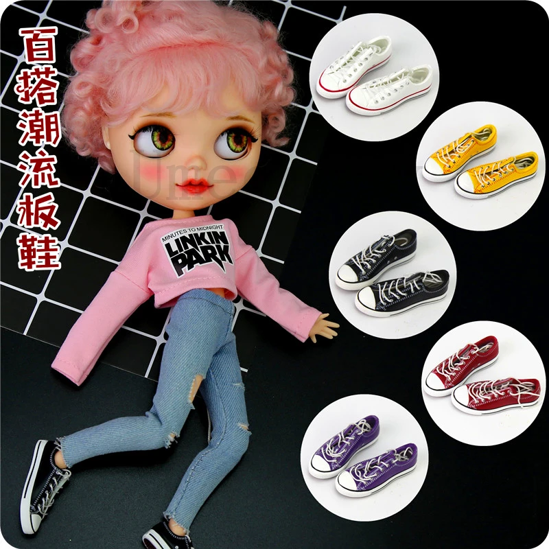 

1 Pair High Quality 4.5cm Outer Lenght Blyth Doll Canvas Shoes for Kurhn, Licca, Azone Doll Shoes Accessories