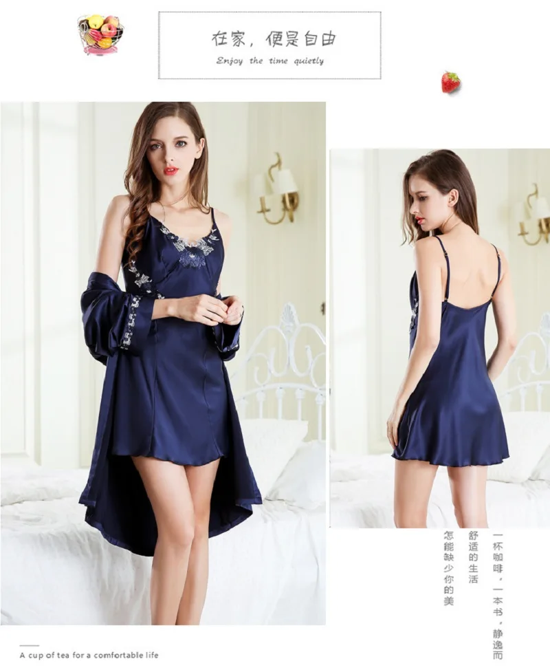 ming blue silk-like nightgowns robes (3)