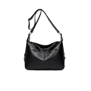 

Soft Shoulder Bag Casual Ladies Messenger Bag PU Leather Simple Fashion Black And Wine Red Handbag 2019 New