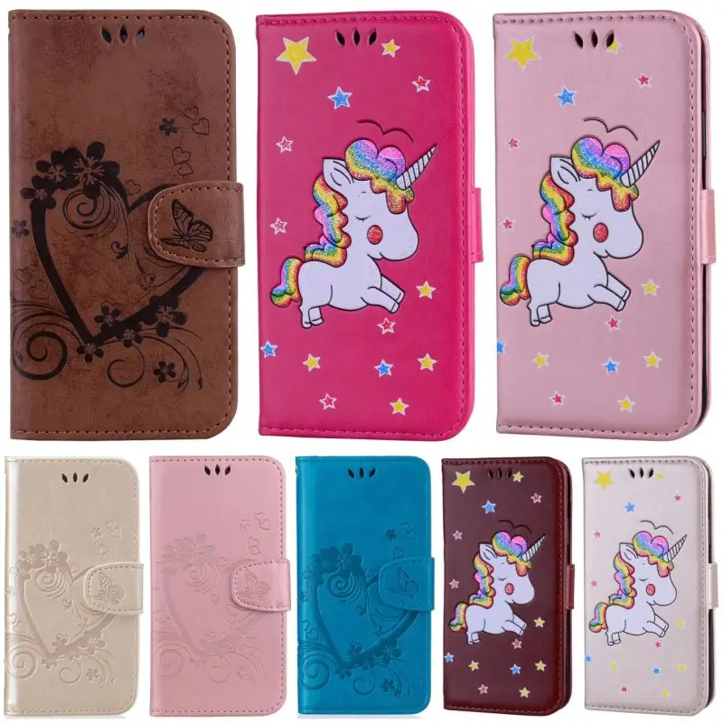 

Luxury Phone Cover Case For Apple iPhone X Xs Max XR 7 8 6 6s Plus 5 5s SE Fashion Love Unicorn Wallet Card Pocket Fundas P23Z