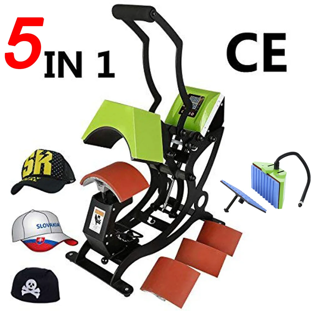 

6 in 1 Sublimation Pen Press Machine 5 in 1 Hat Cap pen Heat Press Sublimation Machine In Digital Clamshell Steel Frame