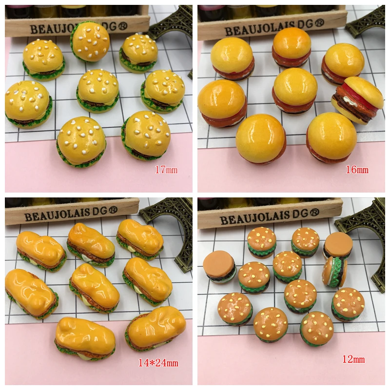 

Free Shipping! 5pcs/lot Resin Miniature Hamburger, Resin Flat Back Cabochon for Phone Decoration, Scrapbooking DIY
