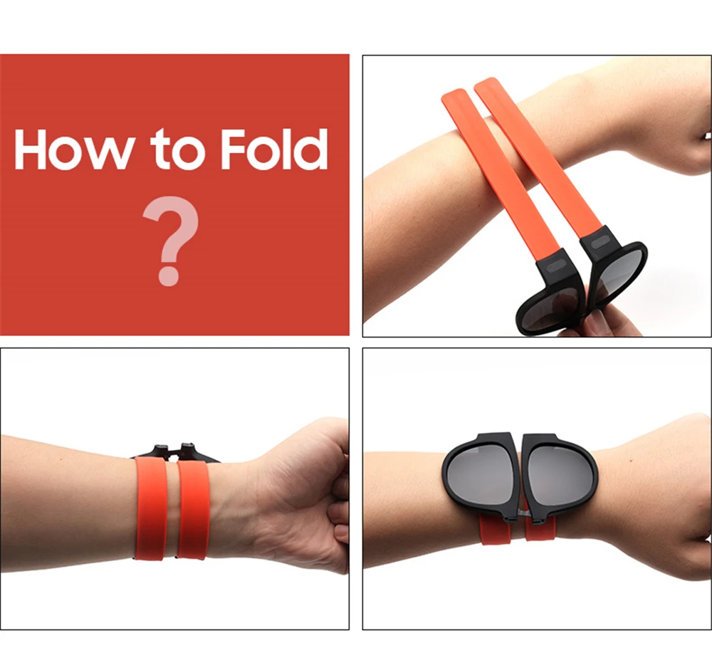 VIVIBEE Novelty Mirror Men Polarized Folding Sunglasses New Arrival Slap Sport Foldable Wristband Shades 2019 Trend Product
