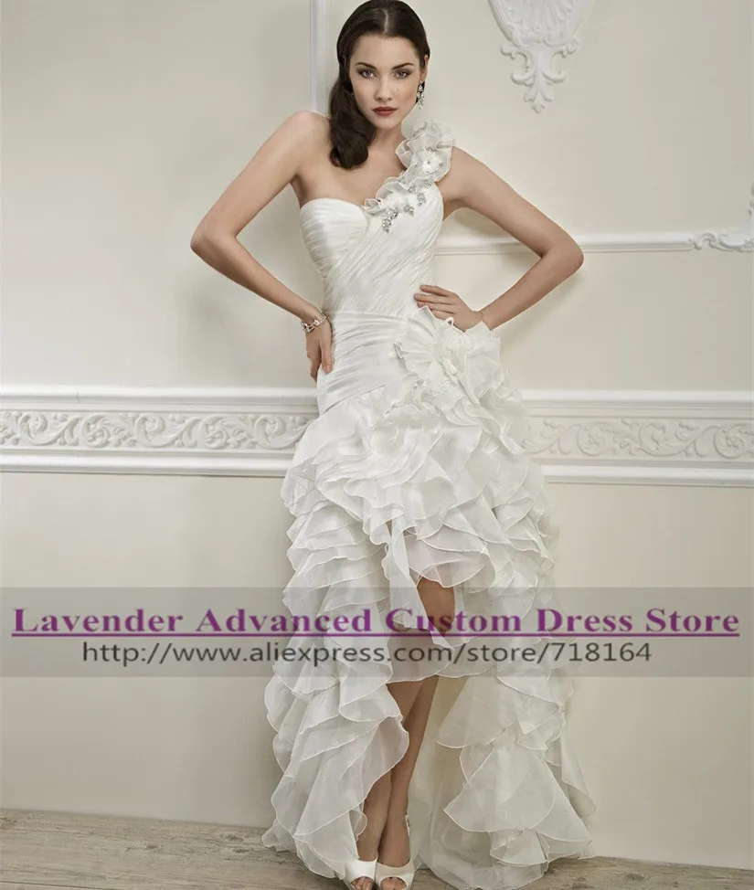 2017 Country Western One Shoulder High Low Wedding Dress Front