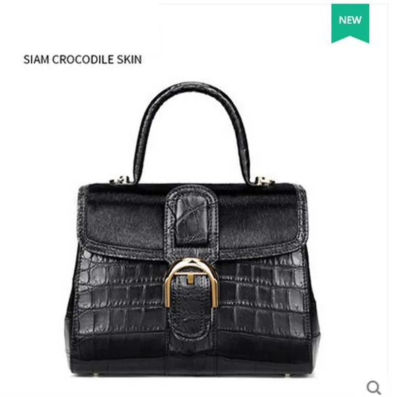 

gete 2017 New crocodile skin belly women hand bag Thai crocodile leather seal leather handbag women Bag Girl