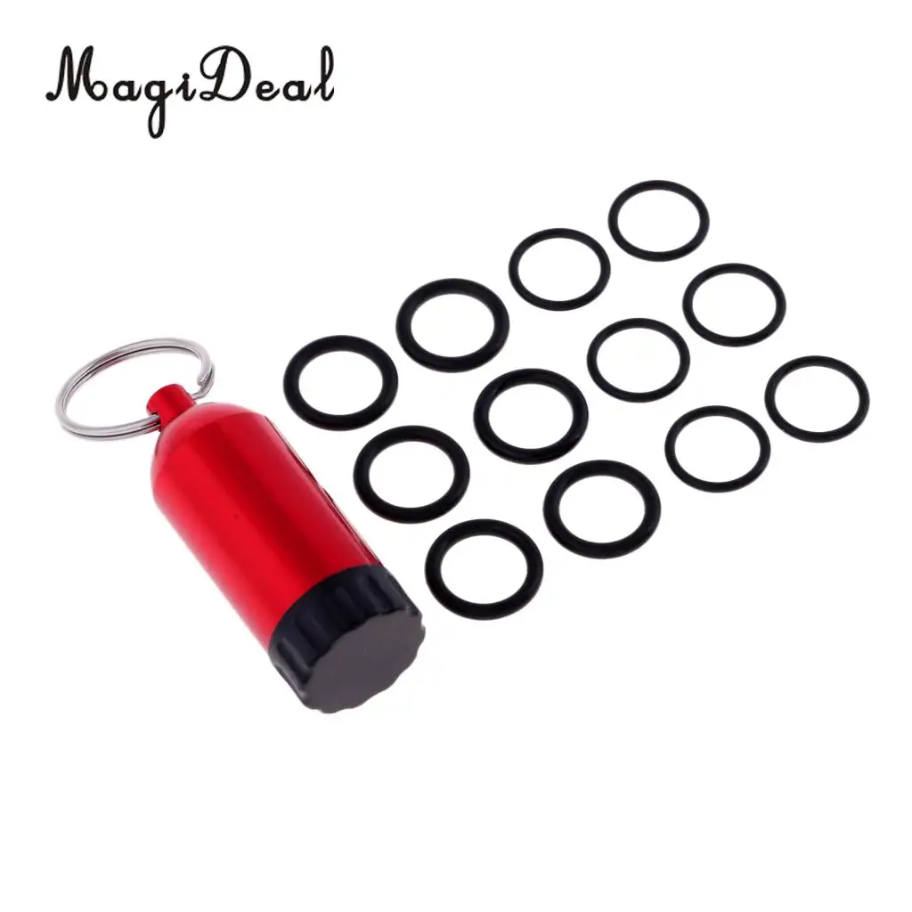Functional Mini Aluminum Scuba Snorkeling Diving Tanks with 12 O Rings Brass Pick Dive Key Ring for Underwater Emergency Access