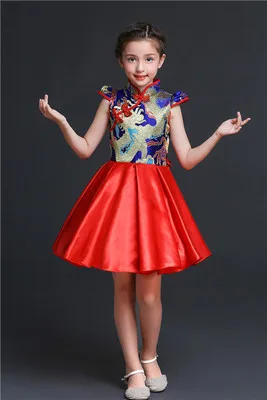 Костюмы для хора в китайском стиле, одежда для выступлений guzheng, детское платье принцессы cheongsam, платье для девочек, пышная юбка - Цвет: 3