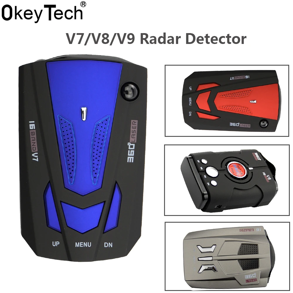 OkeyTech V9/V7/V8 лучший автомобиль 360 градусов 16 Группа светодио дный Дисплей анти Антирадары Скорость голосового оповещения Предупреждение для России/английский - изображение