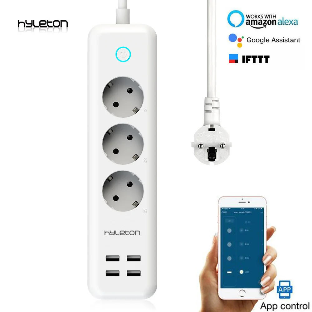 Умный блок питания Hyleton Wi Fi штекер 3 AC выход 4 USB ЕС/Великобритания/США пульт
