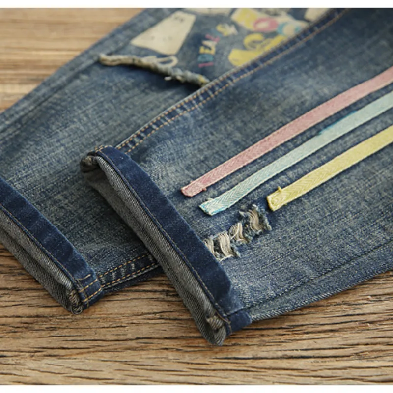 Винтажные женские джинсы с вышивкой весна лето эластичный пояс Повседневная Уличная одежда женские джинсовые штаны джинсы размера плюс Xl
