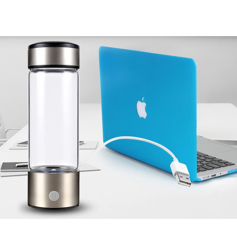 430ml Portable USB Hydrogen-Rich Water Ionizer Maker Cup Generator Bottle Silver