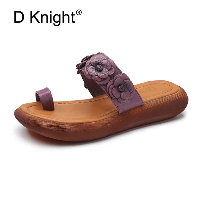 Women Wedges Heel Slides Fashion Genuine Leather Flip Flops Summer Outside Slippers Woman Casual Platform Sandal High Heels Shoe (2)