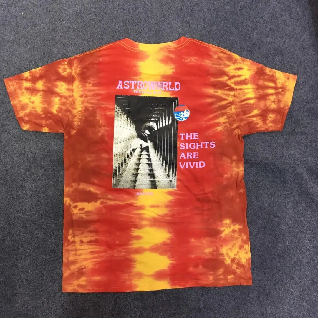 

Astroworld TShirt Men Women Travis Scott Festival Run Tie Dye Tee Aliens Screamer Vetements 19ss ASTROWORLD Oversized T Shirt