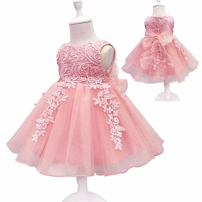 Платья принцессы для малышей от 0 до 24 месяцев бальное платье для маленьких девочек, кружевное летнее свадебное платье без рукавов Милая мягкая одежда с цветочным рисунком