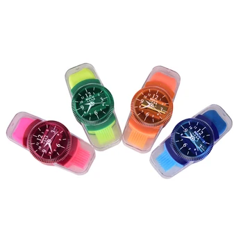 

New 1pc 3 In 1 Mini Novelty Wristwatch Modeling Pencil Sharpener With Eraser And Brush Lovely Kawaii School Stationery Supplies
