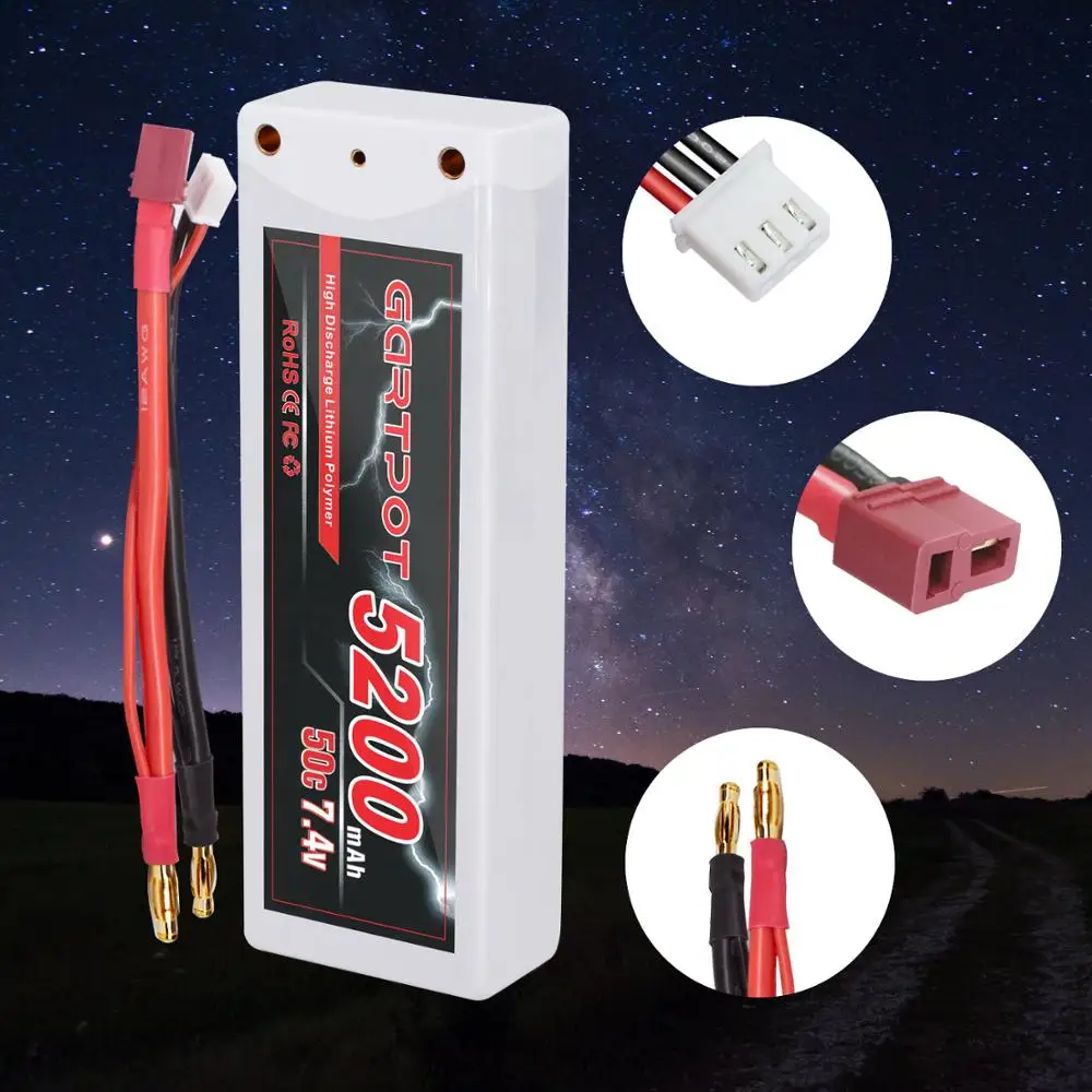 GARTPOT 7,4 V Аккумулятор для дрона 5200mAh 2S Lipo RC автомобильный аккумулятор 50C зарядное устройство с Deans T разъем для грузовика Truggy лодки самолета