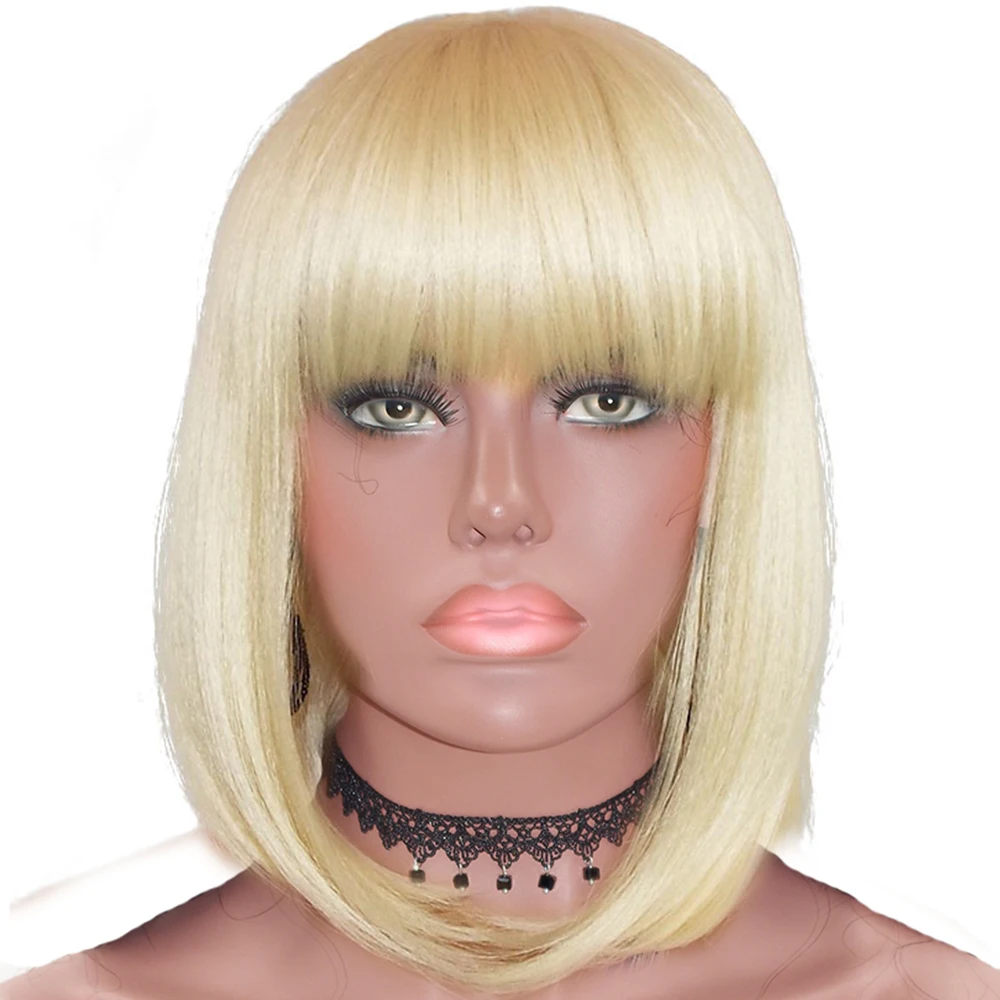 

Eversilky Bangs Short Bob 613 Wig 360 Lace Frontal Human Hair Wigs For Women Peruvian Blonde Lace Front Wig Remy Hair Fringe Wig