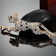 Blucome Men Leopard Animal Brooches Jewelry Fashion Men hijab Accessories White rhinestone Brooch Men’s Party Anniversary Bijoux