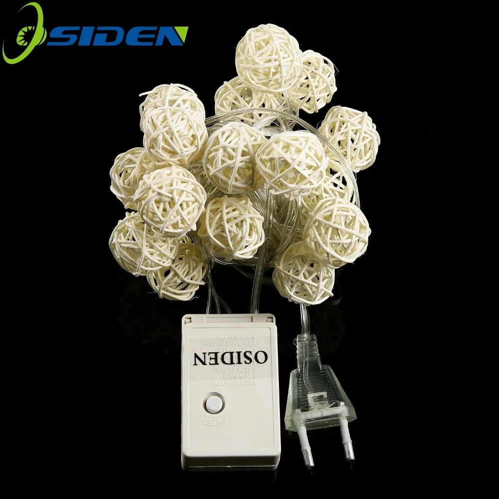 OSIDEN Rattan Ball LED String Light 5M 20Led Warm White Fairy Light Holiday Light For Party Christmas Wedding Decoration OSIDEN Rattan Ball LED String Light 5M 20Led Warm White Fairy Light Holiday Light For Party Christmas Wedding Decoration