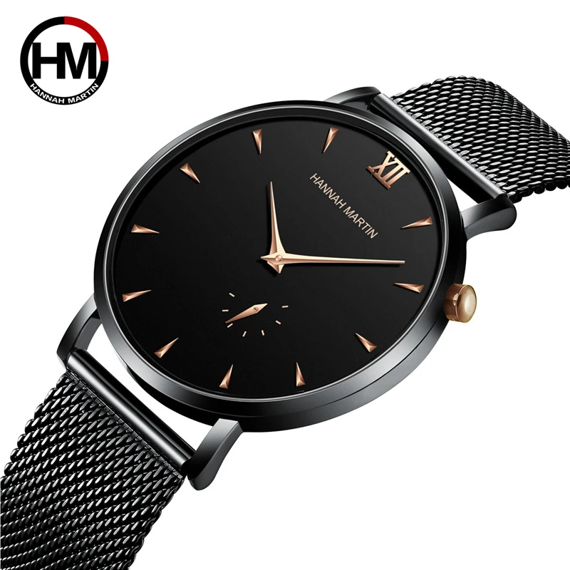 

Hannah Martin Men's Hot-selling Stainless Steel Mesh With Waterproof Ultra-thin two-pin Half Hot ins Watch Man Clock FD2610