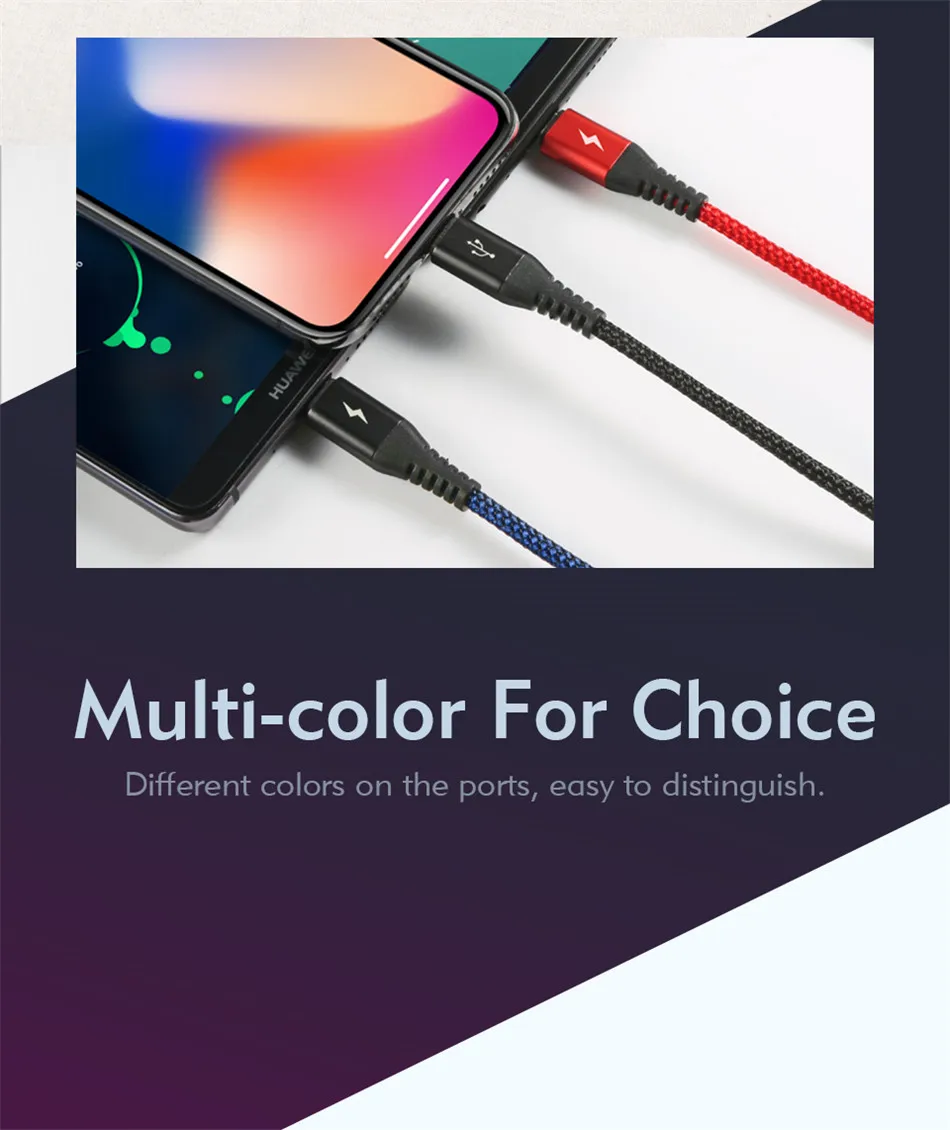 Benks Universal 3 In 1 Lighting Charger Cable For iPhone X 7 8 6 Plus Micro USB Type C For Oneplus Xiaomi 5 Phone Charging Cable (3)