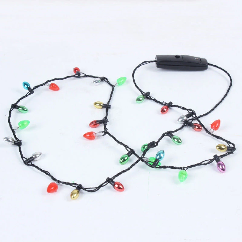 1 Pcs Mini Flashing Light up Blinking Christmas Lights Costume Necklace