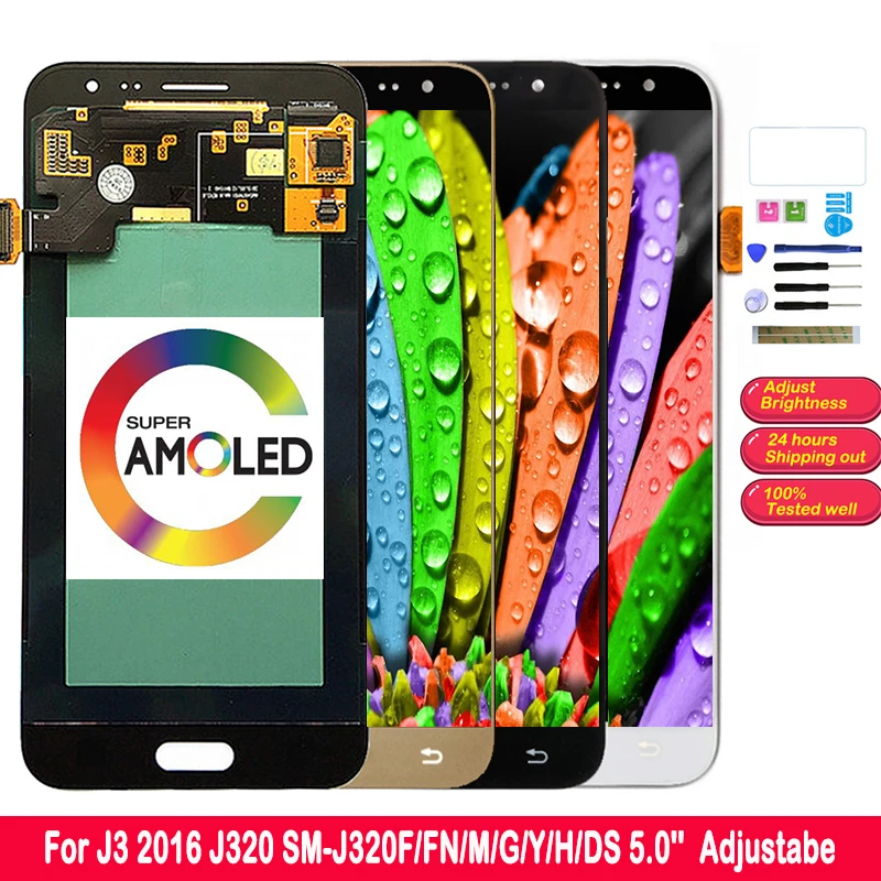 

1280x720 5.0'' Super AMOLED LCD Touch Screen Digitizer For Samsung Galaxy J3 2016 J320 J320H J320FN J320F J320M LCD Display