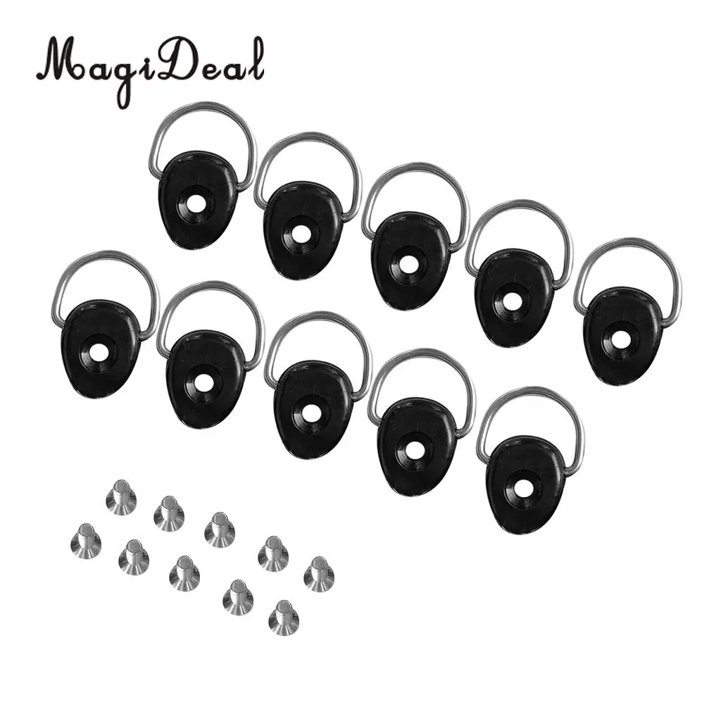 MagiDeal 10Pcs/Set Universal Kayak D Ring Tie Down Loop & Screws for Boat Deck Fitting Fishing Rigging Gear Equipment