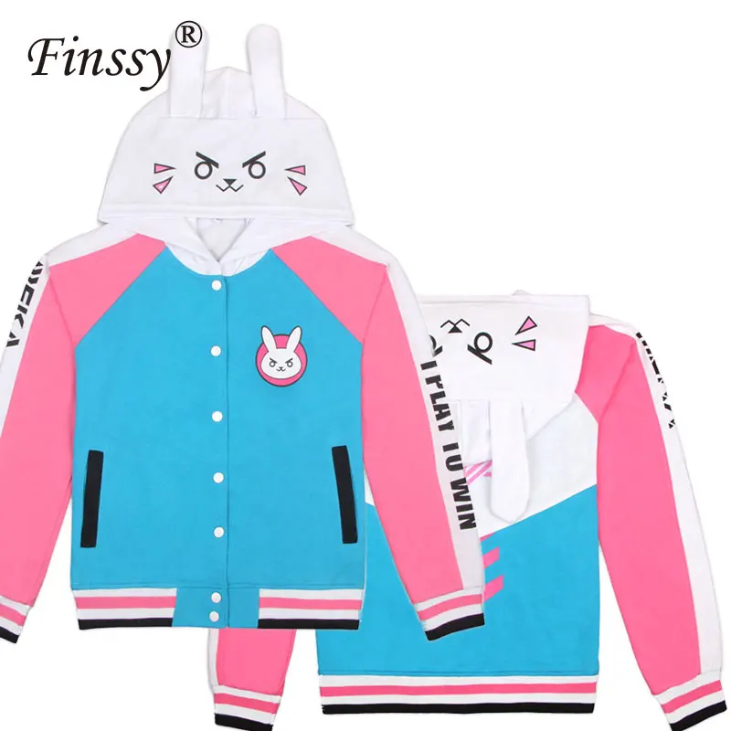 Billig Hot Spiel OW DVa Hoodie für Frauen D. va Cosplay Kostüm für Erwachsene Baseball Mantel Jacke feminino Cosplay dünne Hoodies