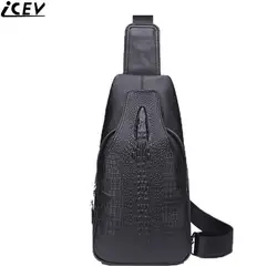 ICEV новый 100% натуральная кожа Мужская Грудь Сумки дорожные сумки на ремне дизайнер сплошной многофункциональный мужской сумка клатч