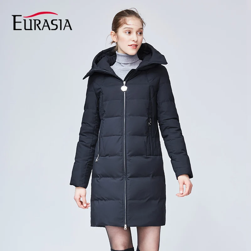 

EURASIA 2018 New Designer Brand Women Winter Jackets Thick Coats Solid Hood Full Outerwear Lady Parkas Black YD1865