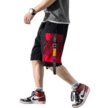 Новинка, летние мужские уличные шорты с лентами, бермуды, мужские шорты с несколькими карманами в стиле панк, повседневные шорты до колен, мужские шорты ABZ359