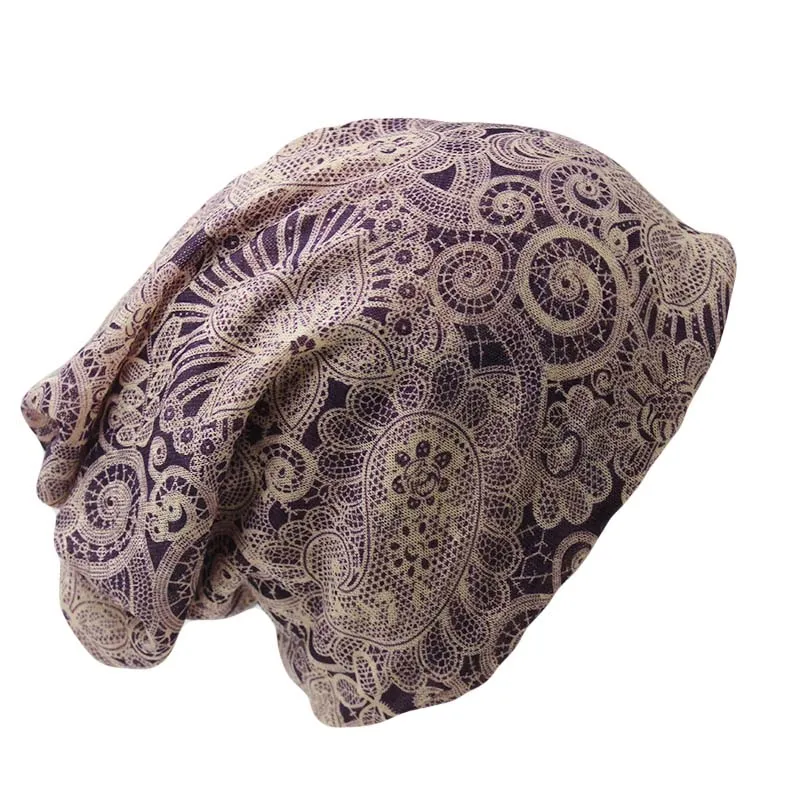 New Casual Adult Women Hat Polyester Floral Autumn Winter Cap Scarf Ladies Fashion font b Beanies