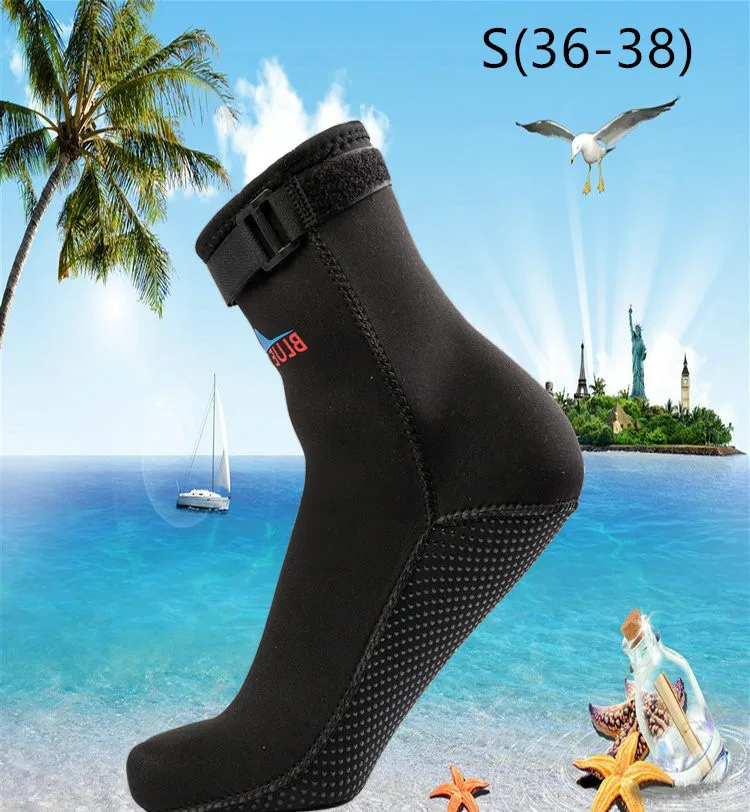 Водные спортивные зимние носки для купания для взрослых, предотвращающие появление царапин, сохраняющие тепло, Плавающие Плавники, закрывающие пояс, носки для дайвинга, обувь для плавания - Цвет: Тёмно-синий