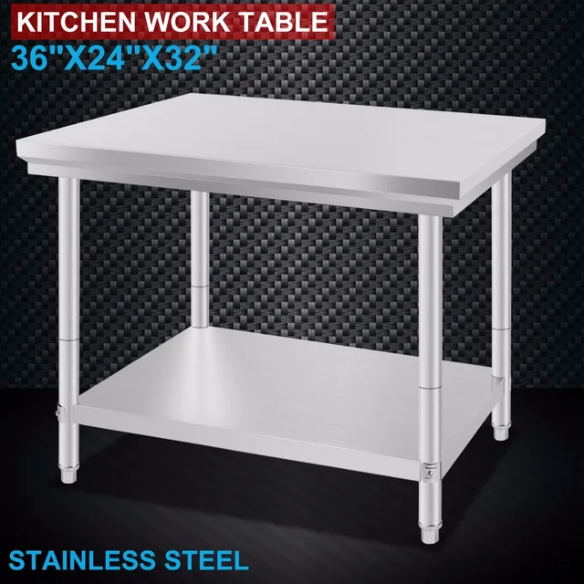 Mesa de preparación de alimentos de trabajo de cocina comercial de ... Mesa de preparación de alimentos de trabajo de cocina comercial de ...