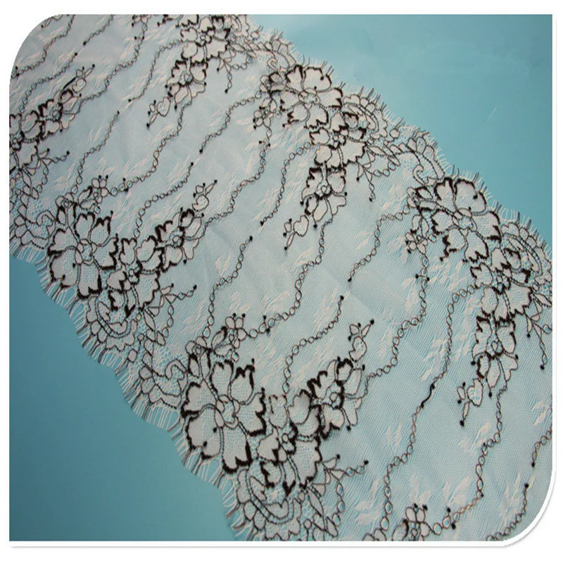 

3M/ lot Eyelash Lace Fabric 26cm DIY Decorative High Quality Soft Off Nylon Eyelash Lace Trim Wedding Dress Fabric