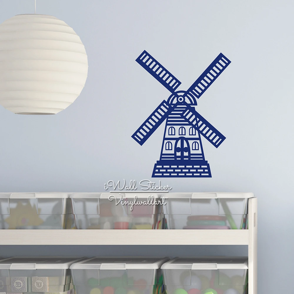 

Windmill Wall Sticker Baby Nursery Windmill Wall Decal Wall Sticker For Kids Room DIY Cut Vinyl Stickers N16