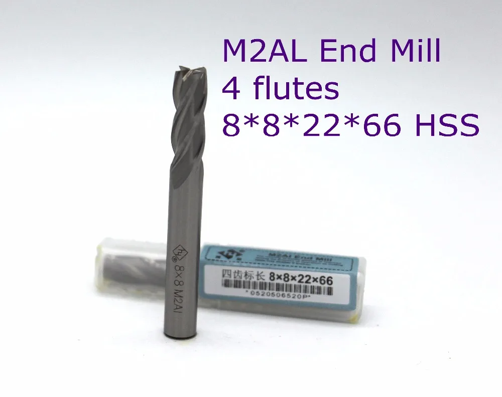 

10 pcs of 8*8*22*66 with 4 Flutes HSS M2AL router bit end mill for CNC milling machine tools mills cutter