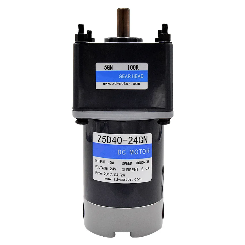 

High Quality Z5D40-24GN / 5GN100K DC Motor 40W 3000rpm 24V 2.6A Micro DC Gear Motors DC Brush Gear Motor DC Motor Hot Selling